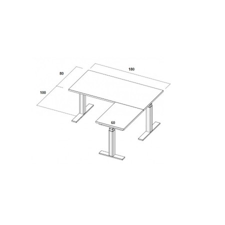 Bureau d'angle assis-debout L. 180 x 180 x P. 80 x 60