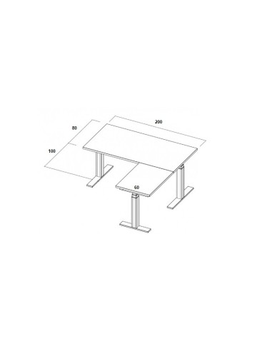 Table électrique d'angle assis-debout - 200x180x80x60