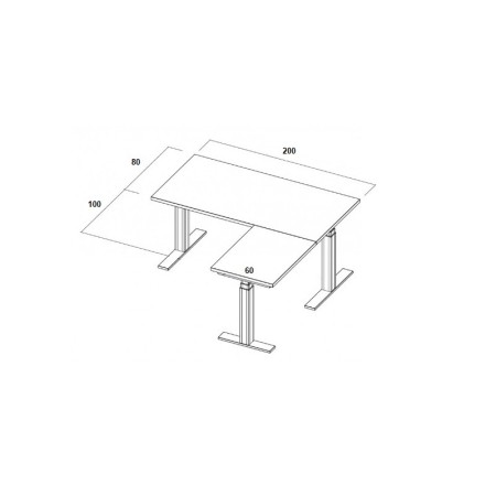 Table électrique d'angle assis-debout - 200x180x80x60