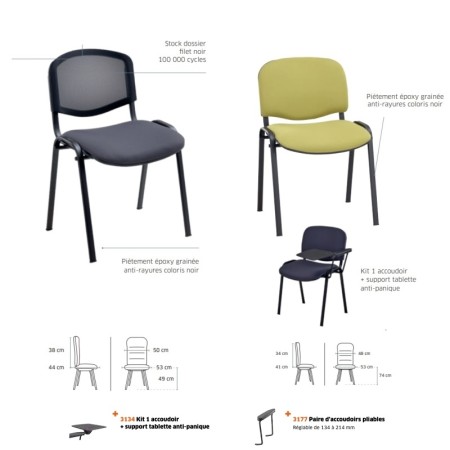 Chaise de réunion dossier filet pas cher - Lena - 3015 2