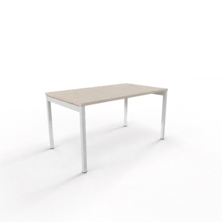 Table de bureau avec plateau en chêne et pieds blancs