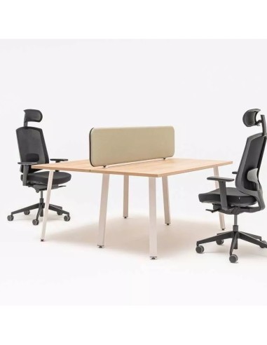 Bureaux partagés avec panneau séparateur et chaise de travail noir