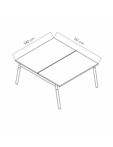 Dimensions Bureau bench design L. 140 x 161 cm