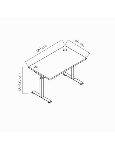 Dimension table assis debout 120x60