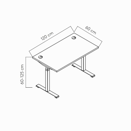 Dimension table assis debout 120x60