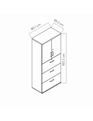 Meuble dossiers suspendus  L. 80,1 x P. 43,2 x H. 183,3cm - MDD - A54C4