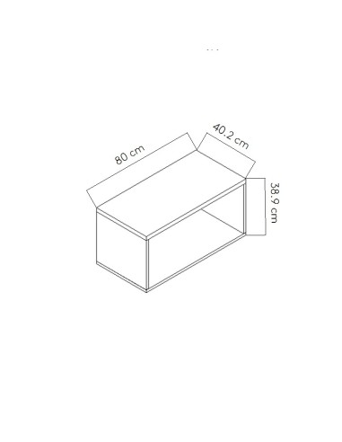 Dimensions Etagère ouvert et - A1L02 - à superposer avec un caisson de bureau