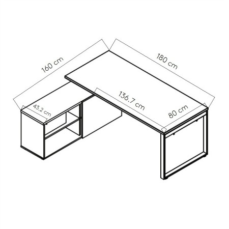 Dimensions Bureau Ogi Q avec desserte