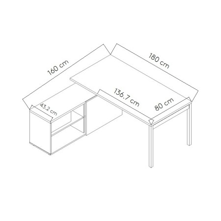 Dimensions Bureau manager avec desserte - Ogi Y de MDD
