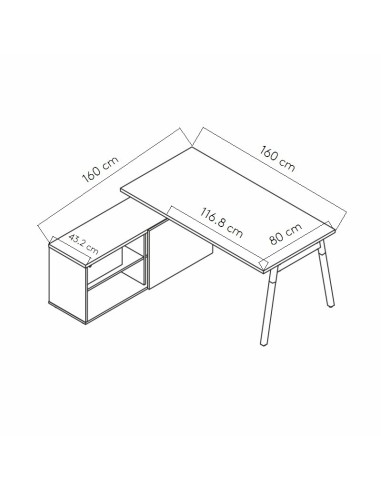 Dimensions Bureau avec retour Ogi W