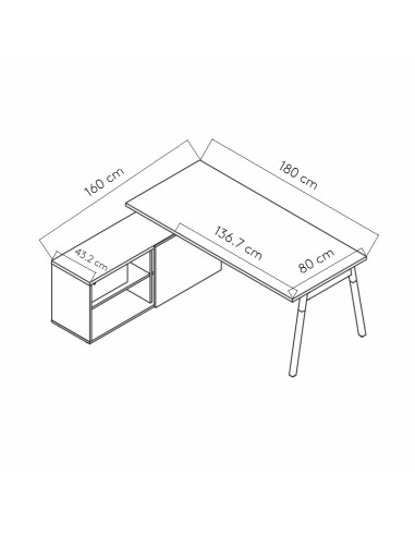 Dimensions Bureau avec desserte OGI W
