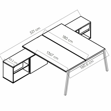 Dimensions Bureau double avec dessertes
