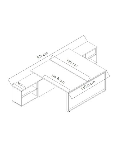 Dimensions Bureau bench Ogi Q avec desserte
