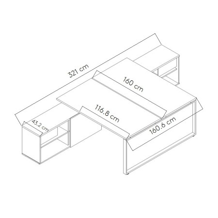 Dimensions Bureau bench Ogi Q avec desserte