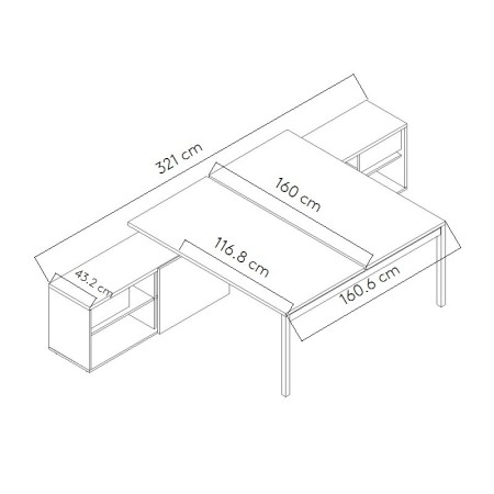 Dimensions Bureau avec retour bench