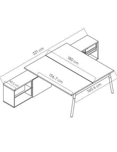 Dimensions Bureau Ogi W avec desserte