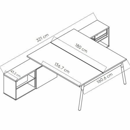 Dimensions Bureau Ogi W avec desserte