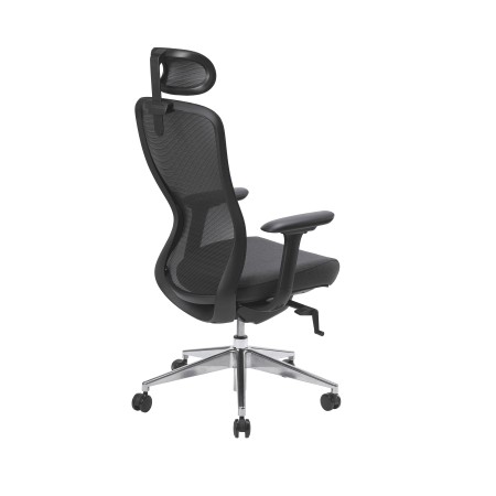 Vue arrière de la chaise de bureau, mettant en évidence le design du dossier en maille