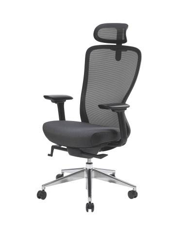 Fauteuil de bureau avec base à roulettes et réglage en hauteur, finition noire