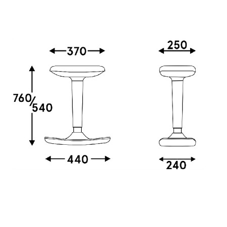 Dimensions Tabouret assis-debout - Cool de MDD - CL01