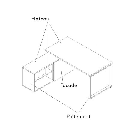Bureau Ogi Q avec desserte
