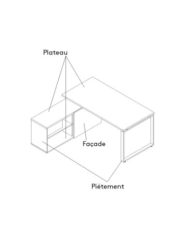 Bureau manager avec desserte - Ogi Y de MDD