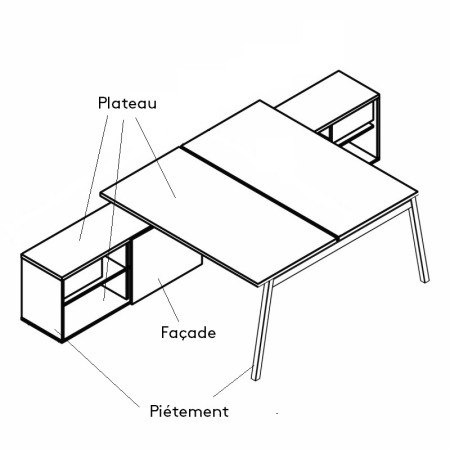 Bureau bench Ogi Q avec desserte