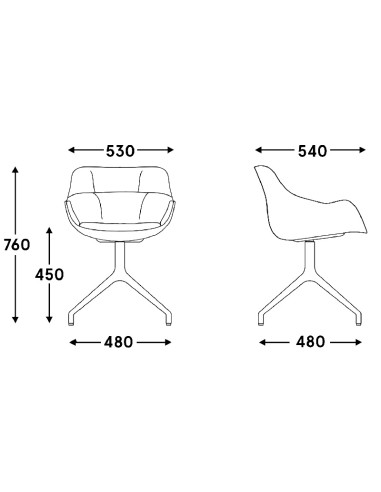 Dimensions Baltic soft duo - assise rembourrée pieds étoile