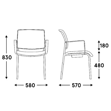Chaise de conférence Gaya avec 4 pieds stables - GY4N - MDD 2