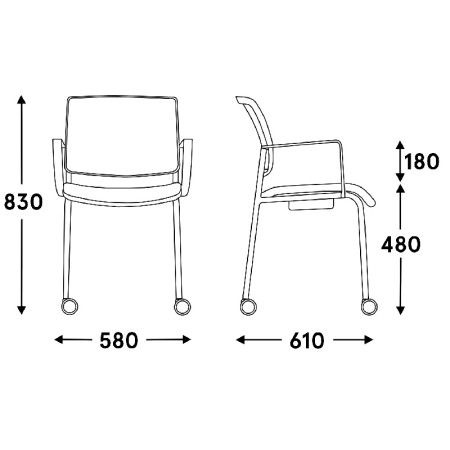 Chaise de réunion sur roulettes professionnelle - Gaya - GY4KN 2