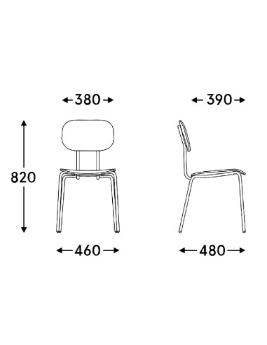 Dimensions Chaise vintage style formica - New School 