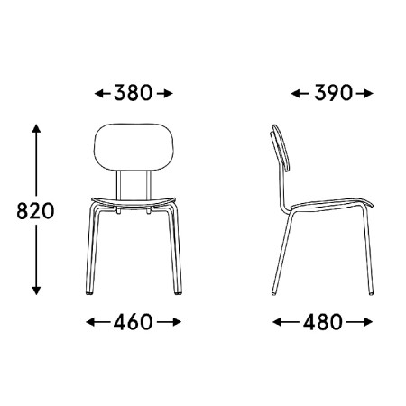 Dimensions Chaise vintage style formica - New School 