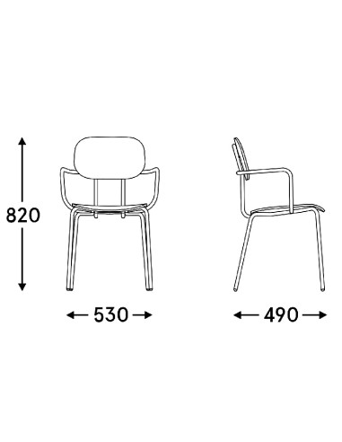 Dimensions Chaise vintage style formica avec accoudoirs - New School 