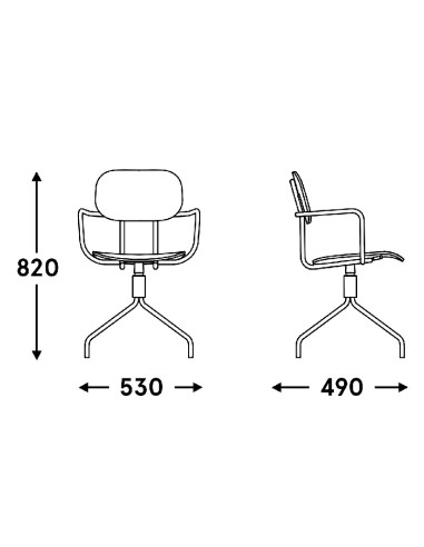 Dimensions - Chaise conférence vintage avec roulettes - New School - N1N03K - MDD