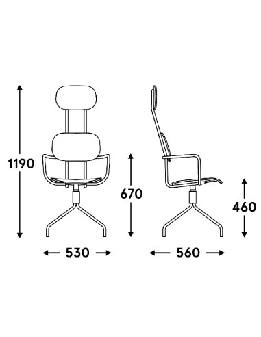 dimensions New School avec têtière - piétement étoile