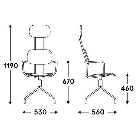 dimensions New School avec têtière - piétement étoile