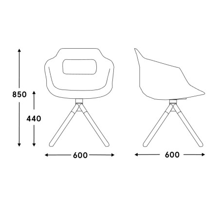Chaise réunion - pieds bois massif - pivotant - UFP9 - MDD 2