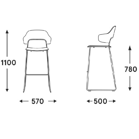 Dimensions Afi - tabouret haut de MDD - AF03