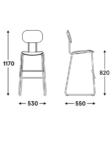 Dimensions Chaise haute de bar - New School 