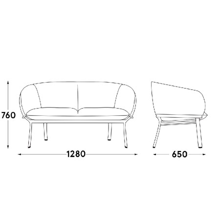 Grace canapé 2 places design de MDD - GR02 2