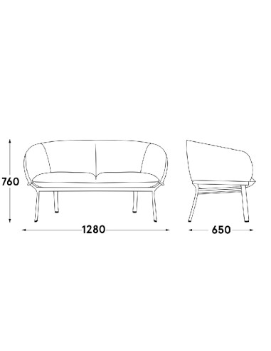 Dimensions Grace canapé 2 places design