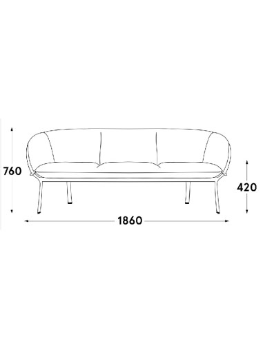Dimensions Grace canapé 3 places design de MDD - GR03