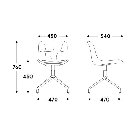 Chaise aux pieds croisés originaux - BLK5P13 2