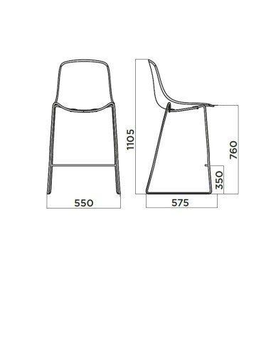 Dimensions chaise haute tissu et coque plastique pour bar – Pure Loop Mono Bar