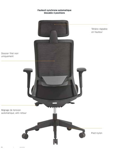 Chaise de travail avec appui-tête réglable - Star