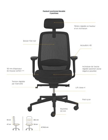 Chaise de bureau avec un grand confort d'assise - Busy