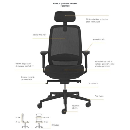 Chaise de bureau avec un grand confort d'assise - Busy
