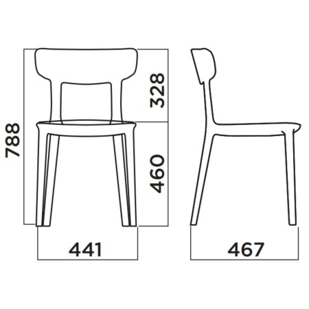 Chaise en matériel recyclé avec assise rembourrée en tissu  - Canova