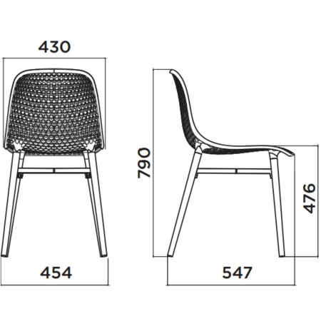 Dimensions Chaise pour extérieur design - Next 4 legs