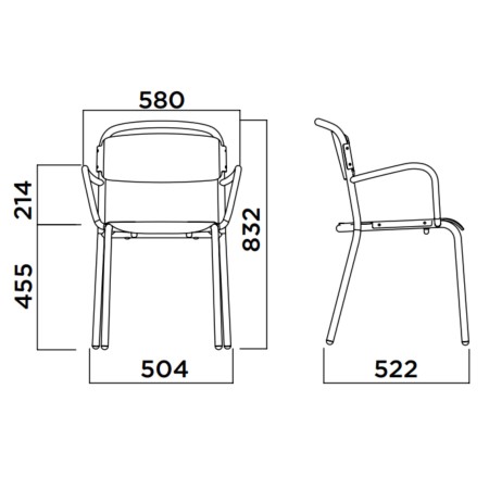 Chaise empilable intérieure avec accoudoirs – Skol